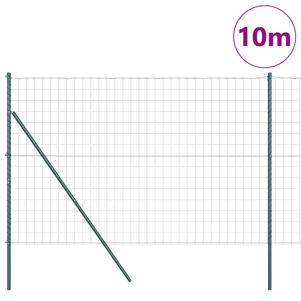 Ograda s postovima Zelena 1,6 x 10 m Čelik i PVC