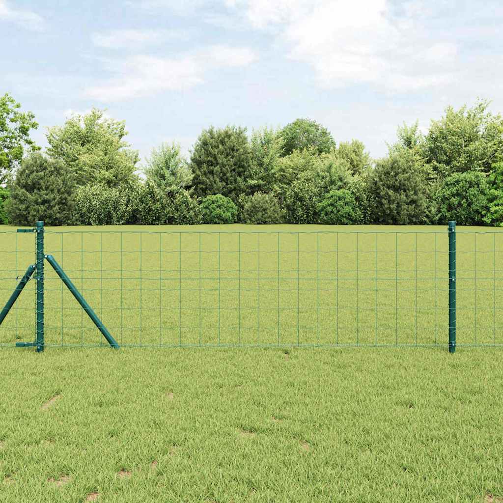 Ograda s postovima Zelena 0,4 x 10 m Čelik i PVC