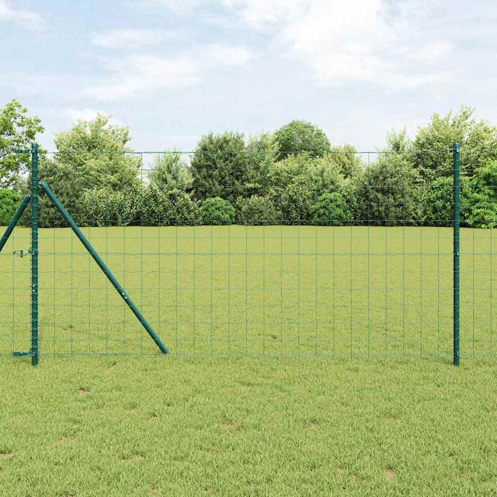 Ograda s postovima Zelena 1 x 10 m Čelik