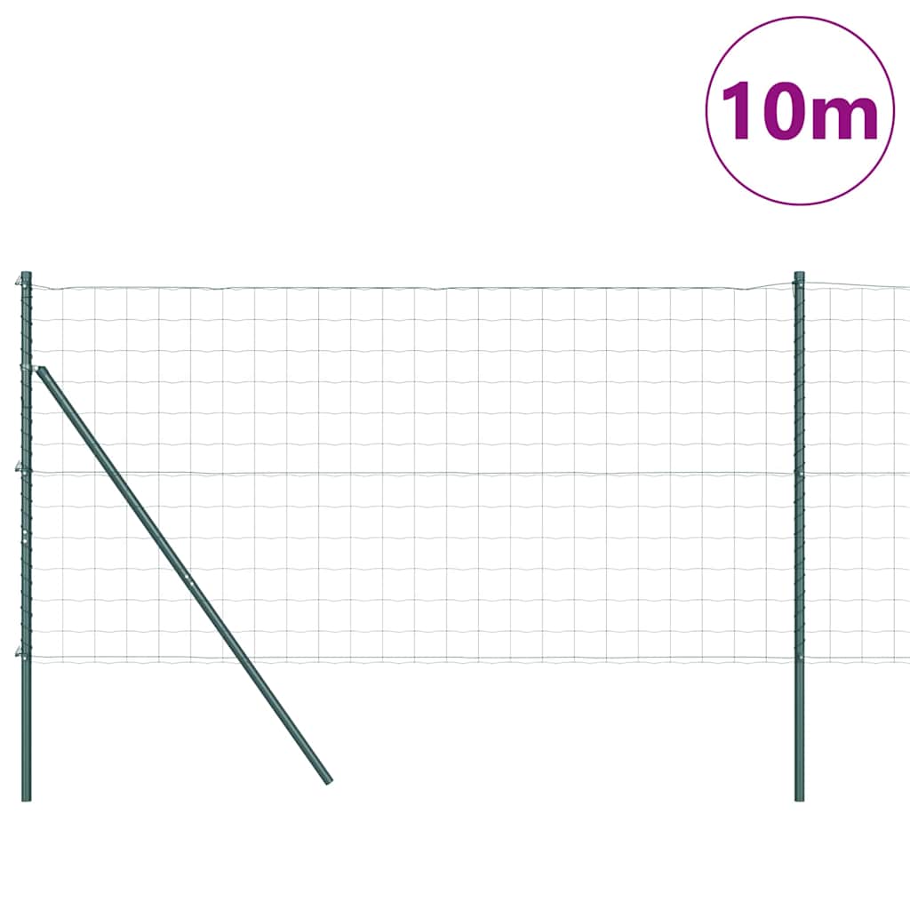 Ograda s postovima Zelena 1 x 10 m Čelik