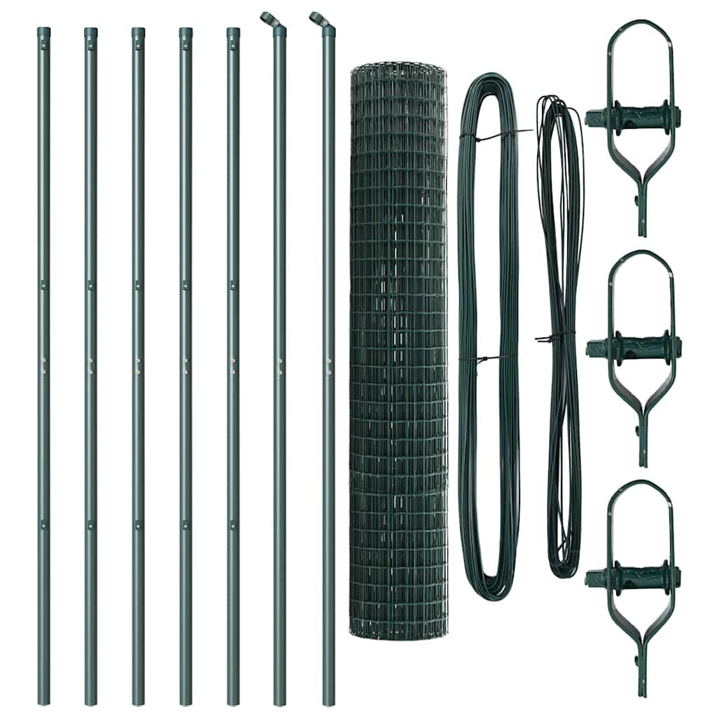 Ograda s postovima Zelena 1,6 x 10 m Čelik i PVC
