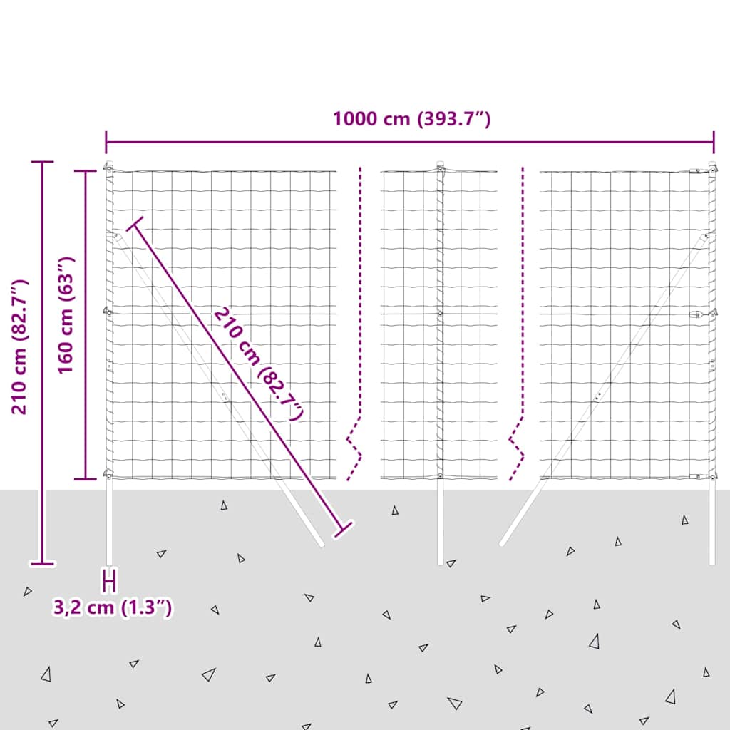 Ograda s postovima Zelena 1,6 x 10 m Čelik i PVC