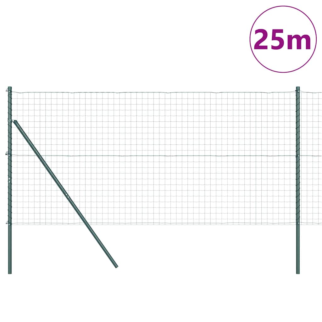 Ograda s postovima Zelena 1 x 25 m Čelik i PVC