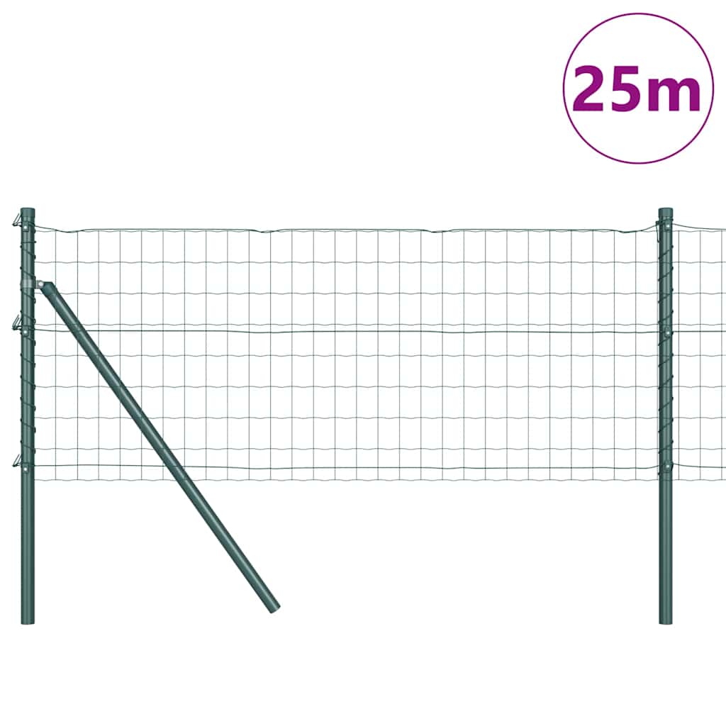 Ograda s postovima Zelena 0,4 x 25 m Čelik i PVC