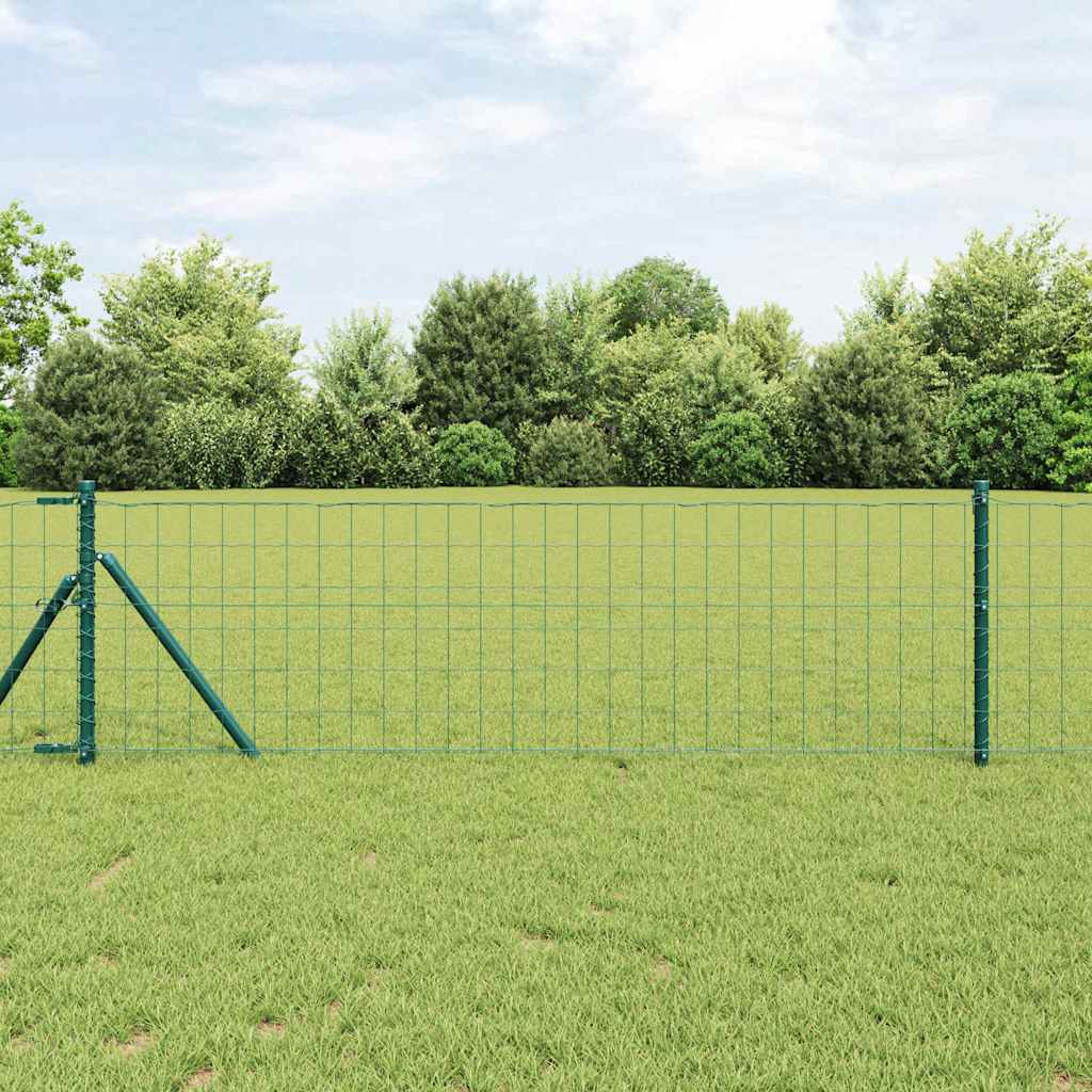 Ograda s postovima Zelena 0,4 x 25 m Čelik i PVC