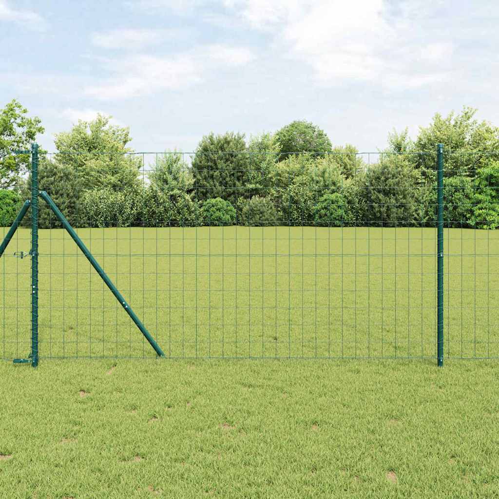 Ograda s postovima Zelena 1,2 x 25 m Čelik i PVC