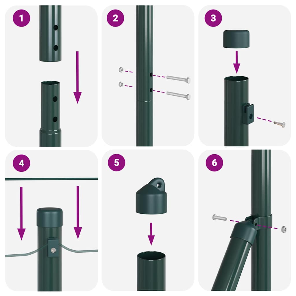 Ograda s postovima Zelena 1,2 x 25 m Čelik i PVC