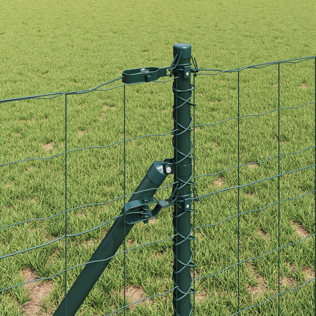 Ograda s postovima Zelena 0,4 x 25 m Čelik i PVC
