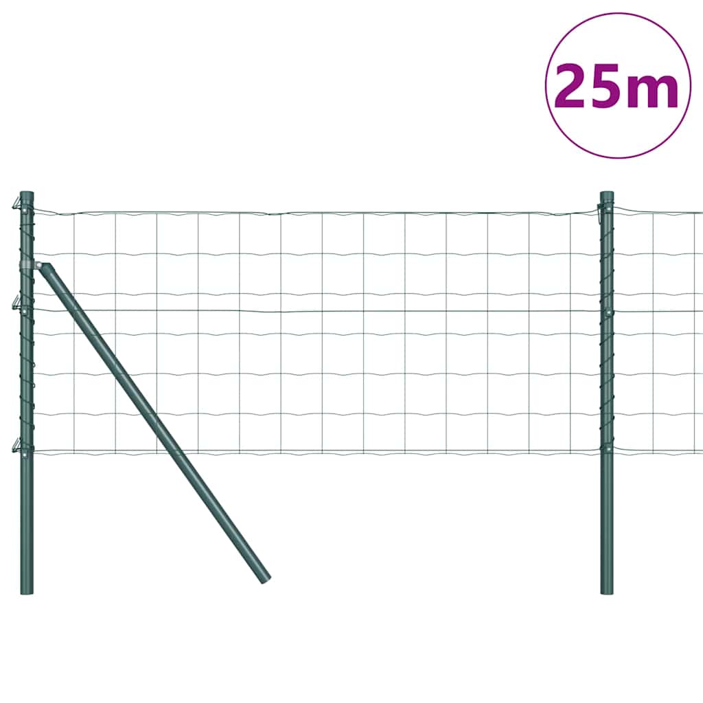 Ograda s postovima Zelena 0,8 x 25 m Čelik