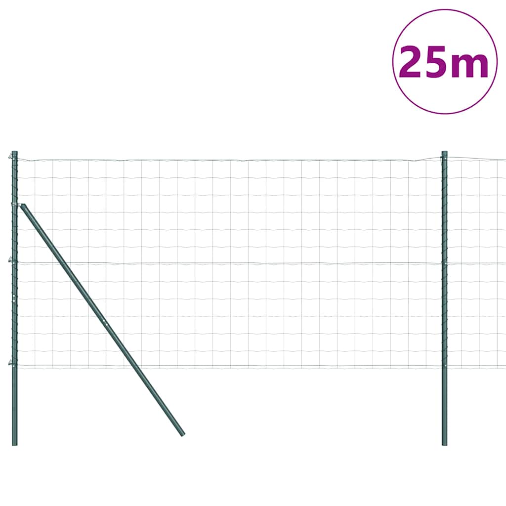 Ograda s postovima Zelena 1 x 25 m Čelik