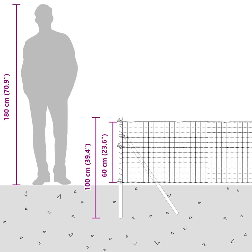 Ograda s postovima Zelena 0,6 x 50 m Čelik i PVC