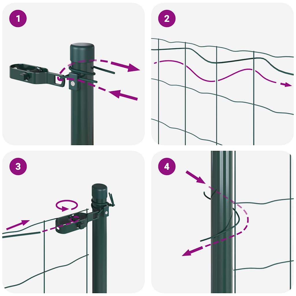 Ograda s postovima Zelena 0,6 x 50 m Čelik i PVC