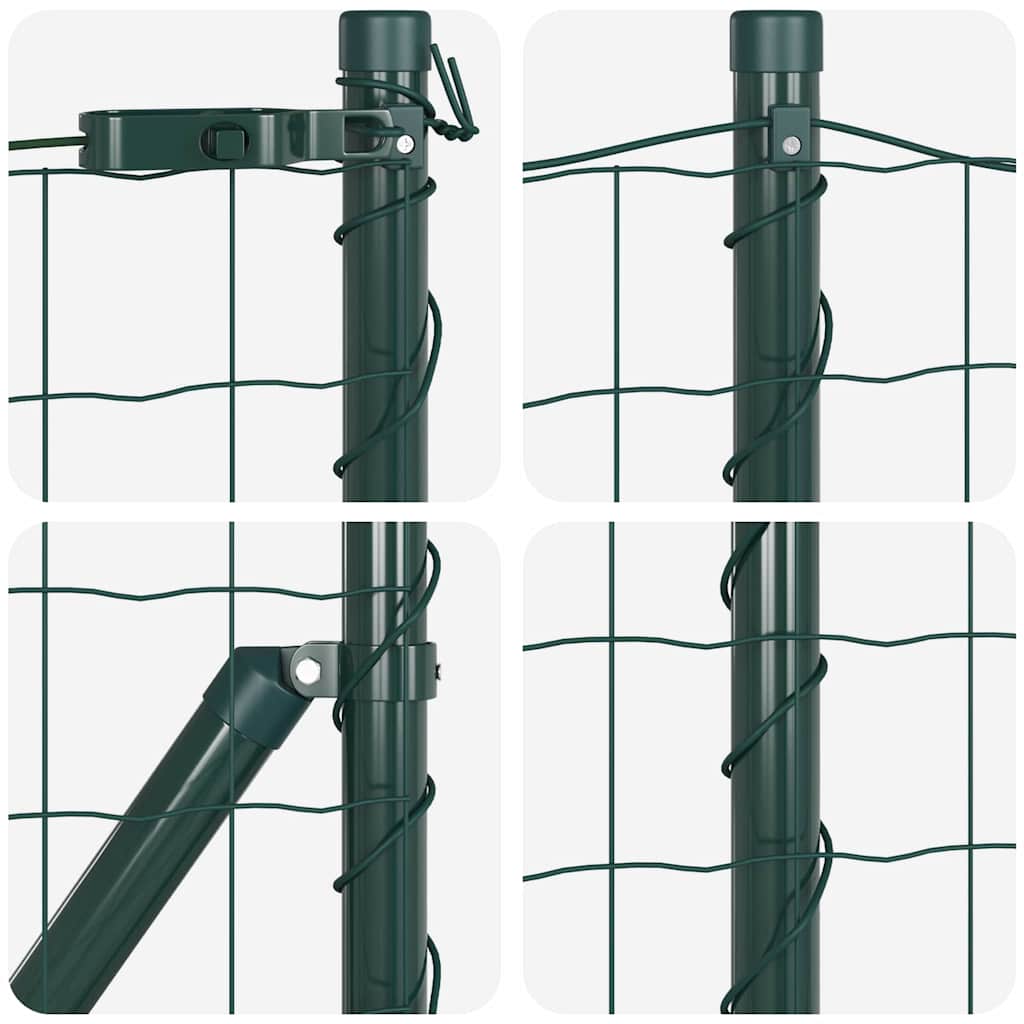 Ograda s postovima Zelena 0,4 x 10 m Čelik i PVC
