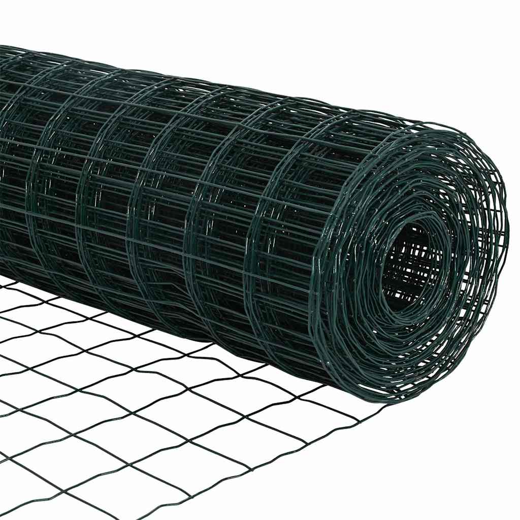 Ograda s postovima Zelena 0,4 x 10 m Čelik i PVC