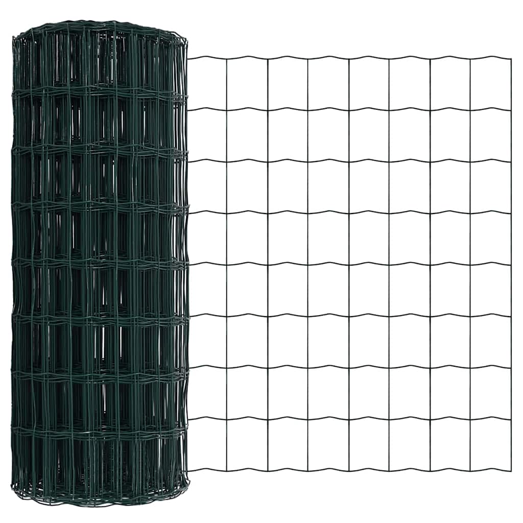 Ograda s postovima Zelena 0,4 x 10 m Čelik i PVC