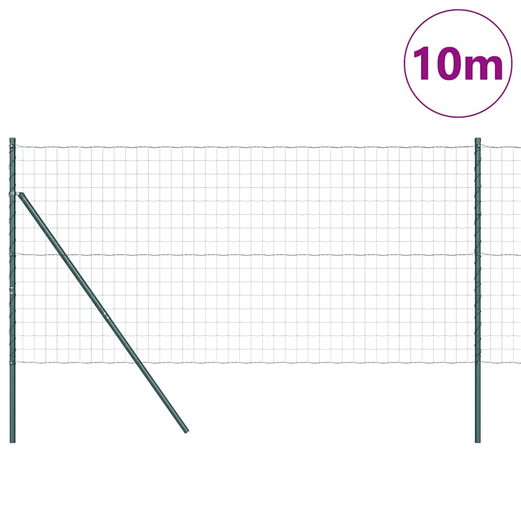Ograda s postovima Zelena 1,4 x 10 m Čelik i PVC