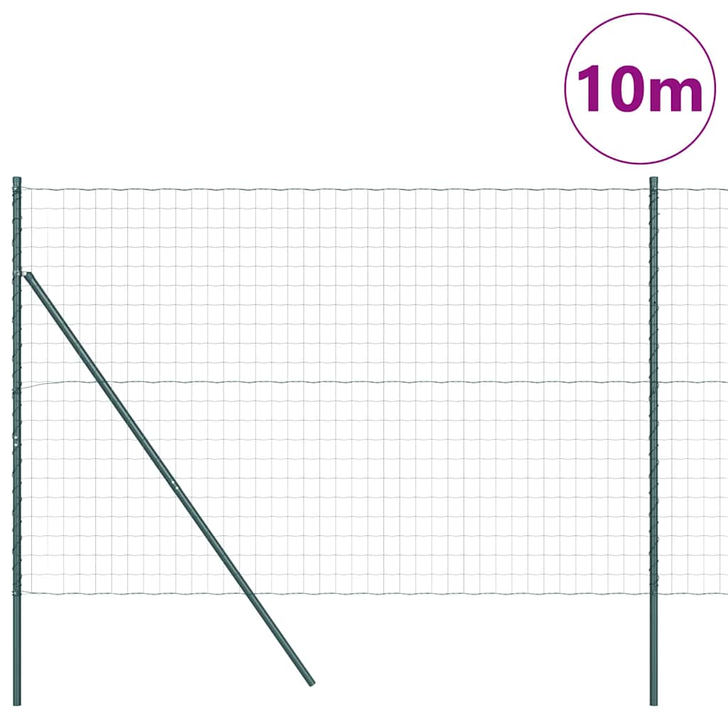 Ograda s postovima Zelena 1,5 x 10 m Čelik