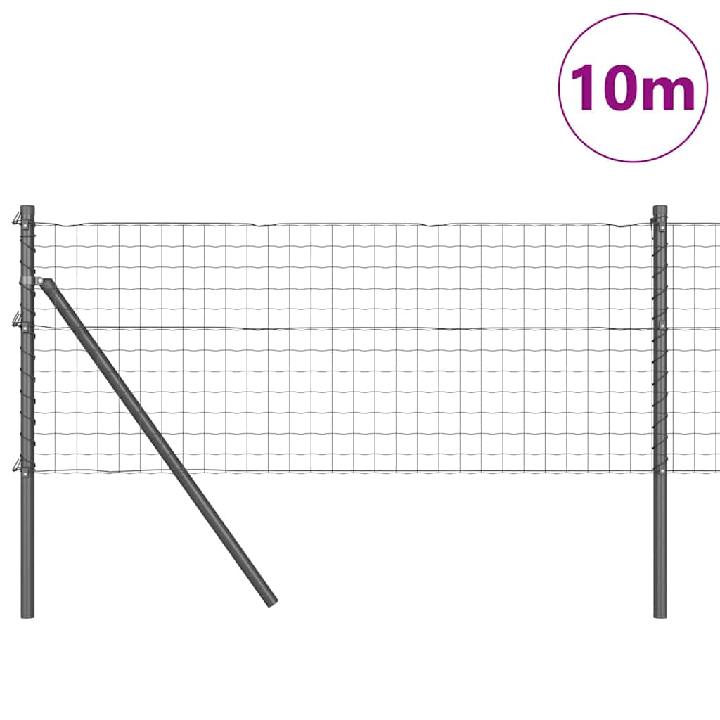 Ograda s postovima Siva 0,8 x 10 m Čelik i PVC