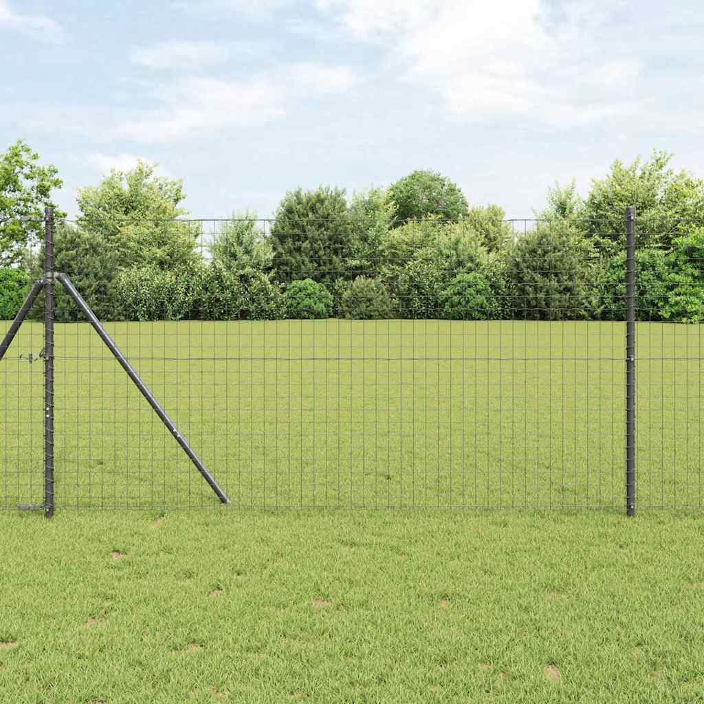 Ograda s postovima Siva 1,4 x 10 m Čelik i PVC