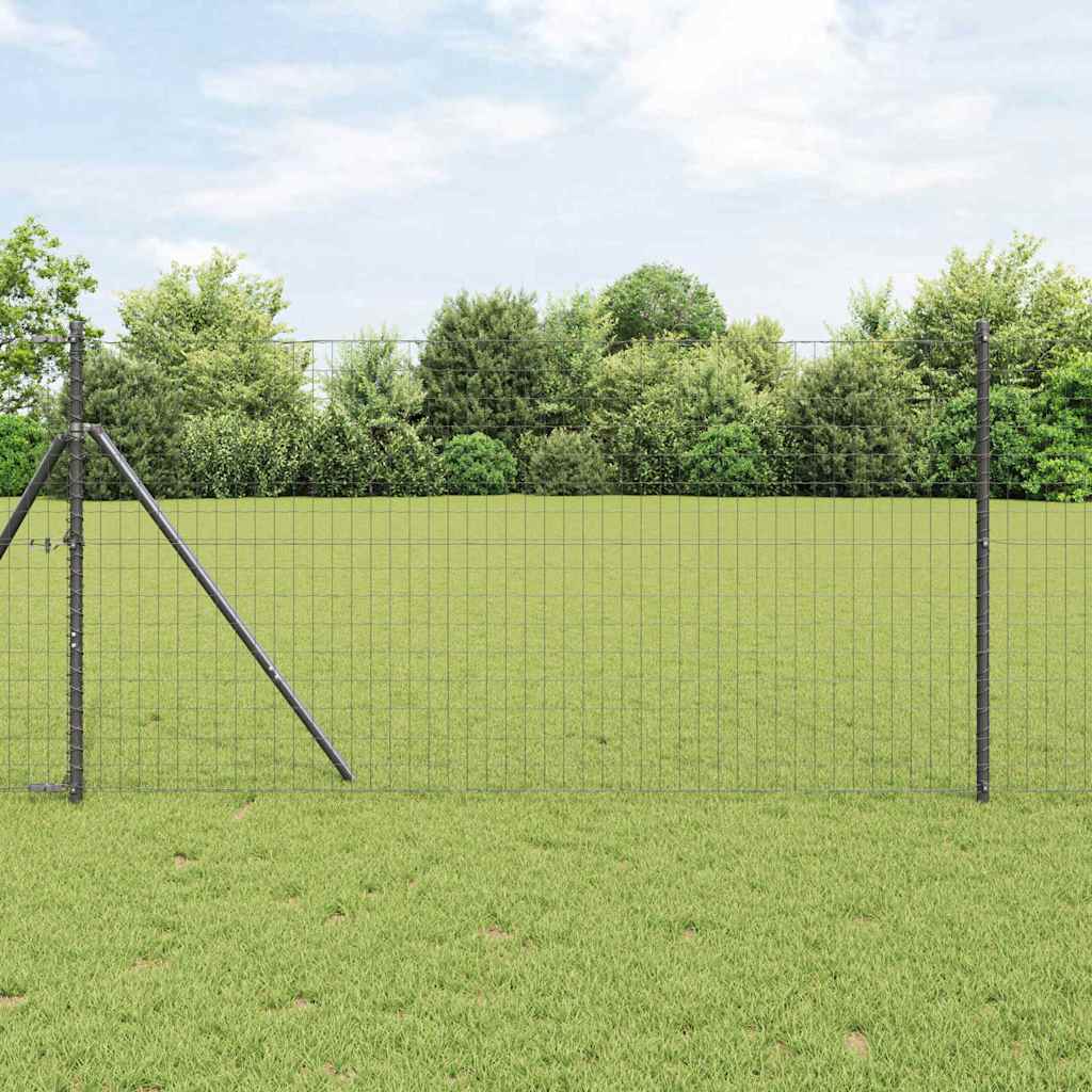 Ograda s postovima Siva 1,4 x 10 m Čelik i PVC
