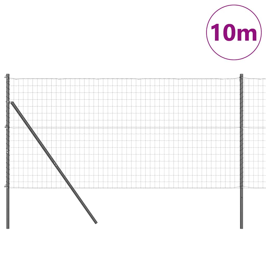 Ograda s postovima Siva 1,4 x 10 m Čelik i PVC