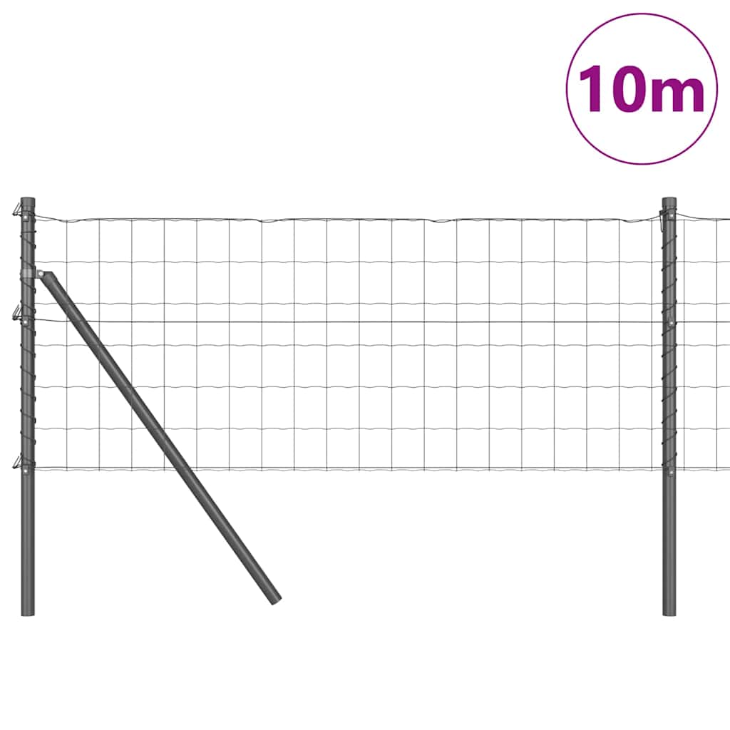 Ograda s postovima Siva 0,8 x 10 m Čelik i PVC