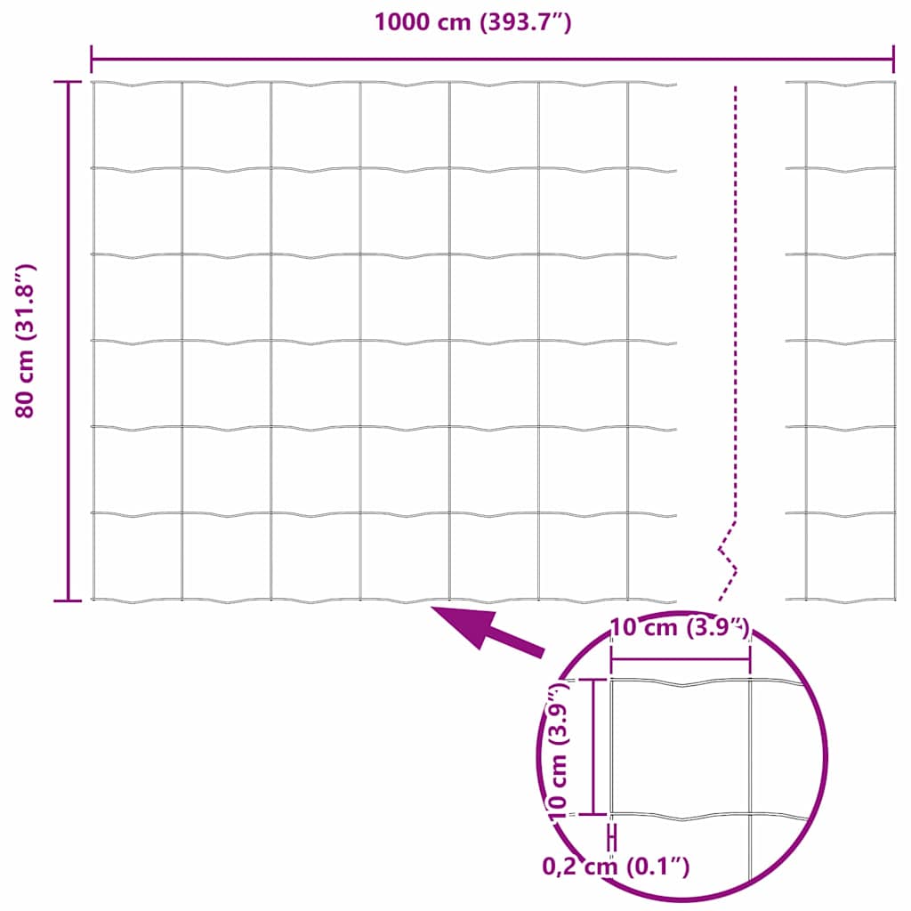 Ograda s postovima Siva 0,8 x 10 m Čelik