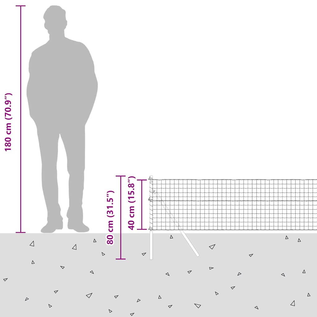 Ograda s postovima Siva 0,4 x 25 m Čelik i PVC