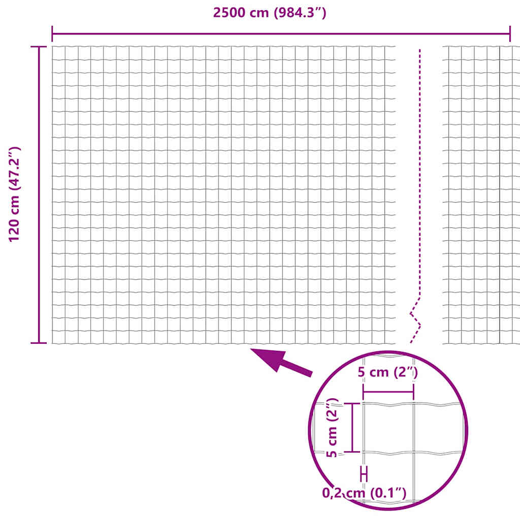 Ograda s postovima Siva 1,2 x 25 m Čelik i PVC
