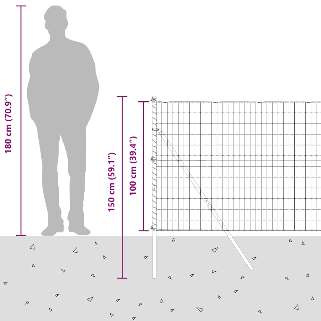 Ograda s postovima Siva 1 x 25 m Čelik i PVC