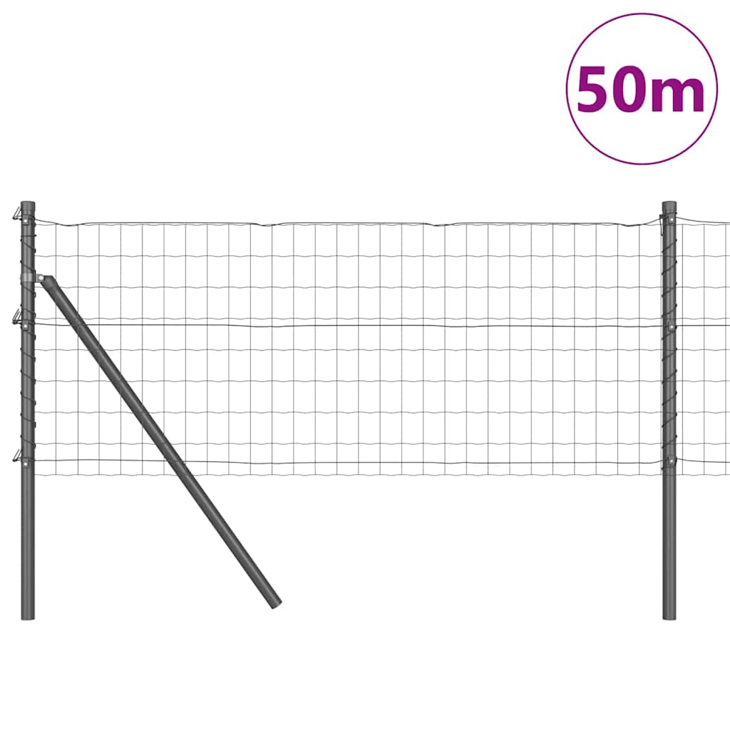 Ograda s postovima Siva 0,4 x 50 m Čelik i PVC