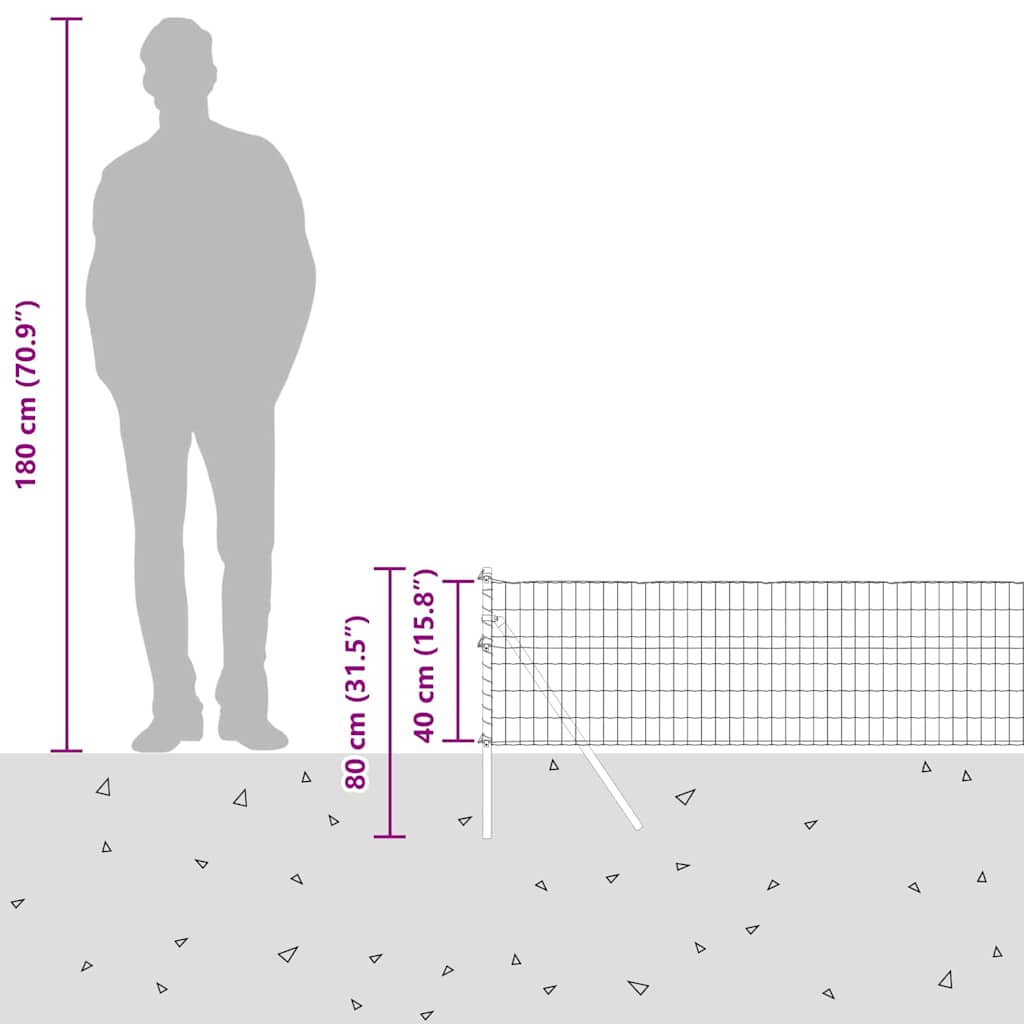 Ograda s postovima Siva 0,4 x 50 m Čelik i PVC
