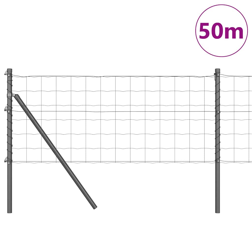Ograda s postovima Siva 0,4 x 50 m Čelik i PVC