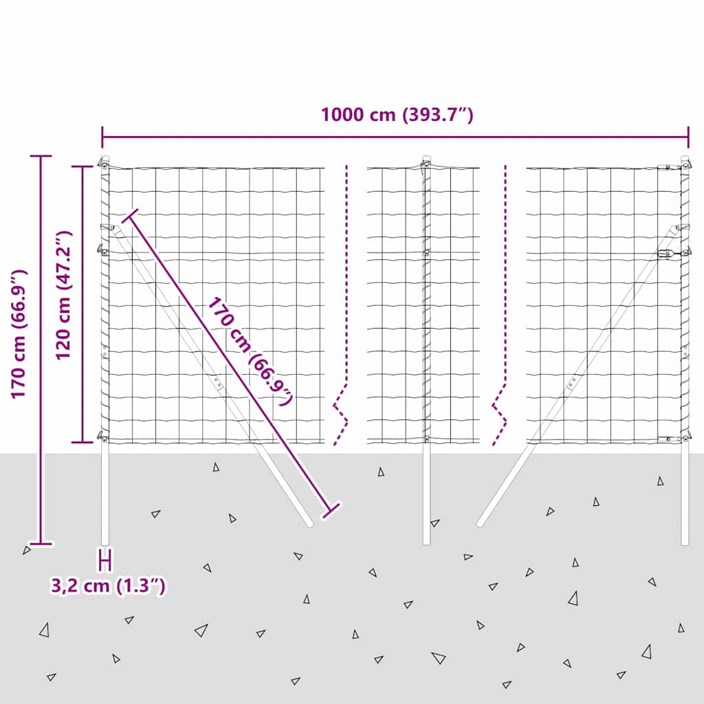 Ograda s postovima Siva 1,2 x 10 m Čelik