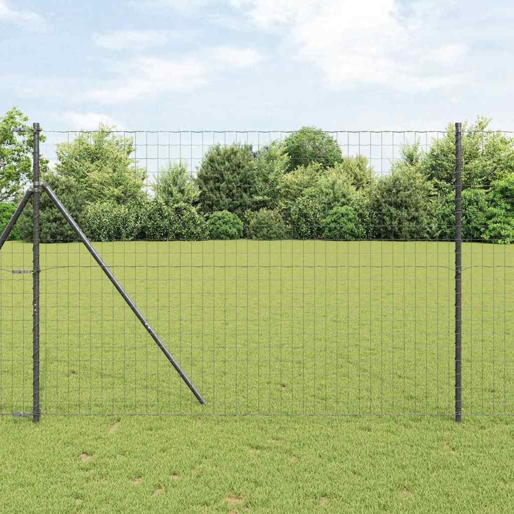 Ograda s postovima Siva 1,5 x 10 m Čelik