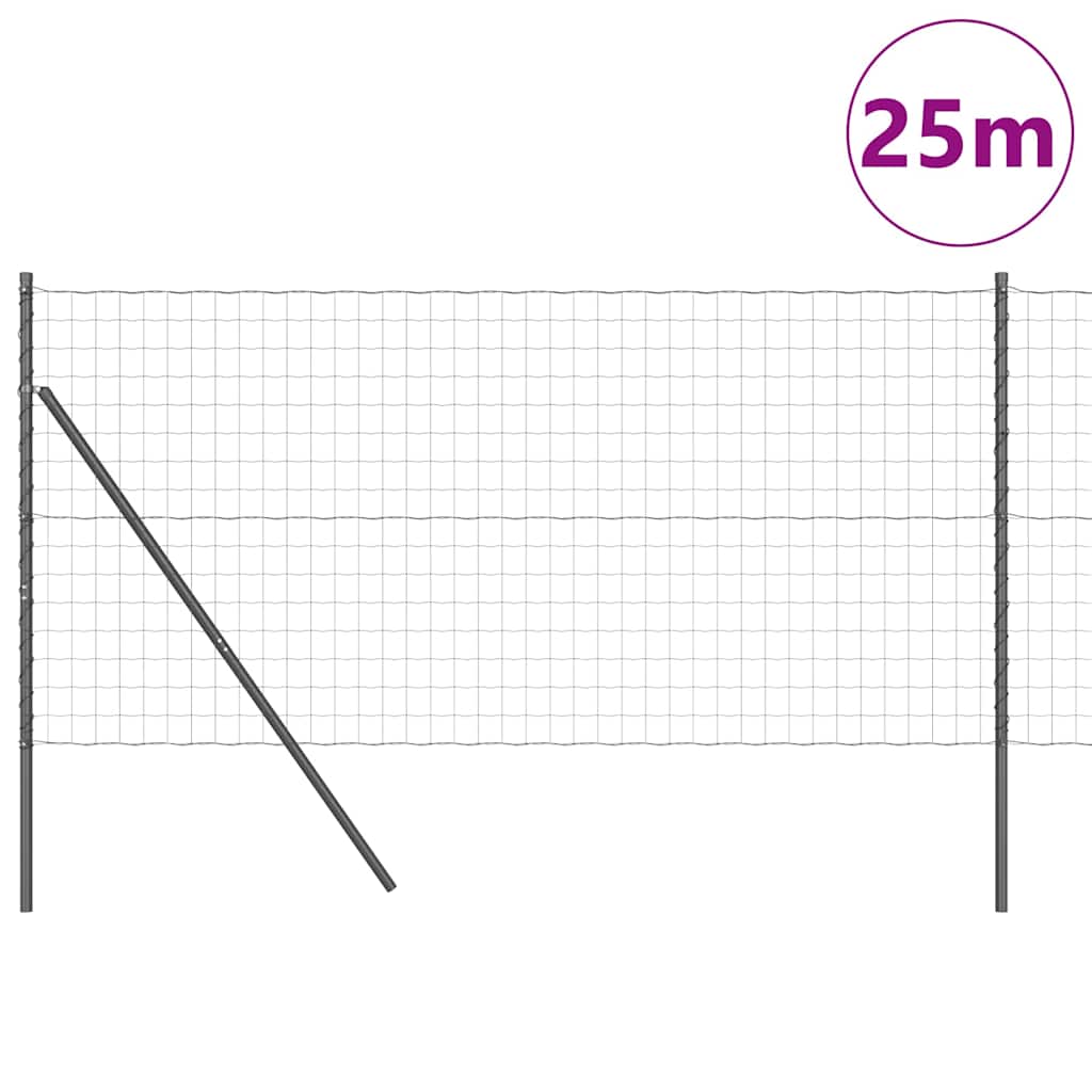 Ograda s postovima Siva 1 x 25 m Čelik