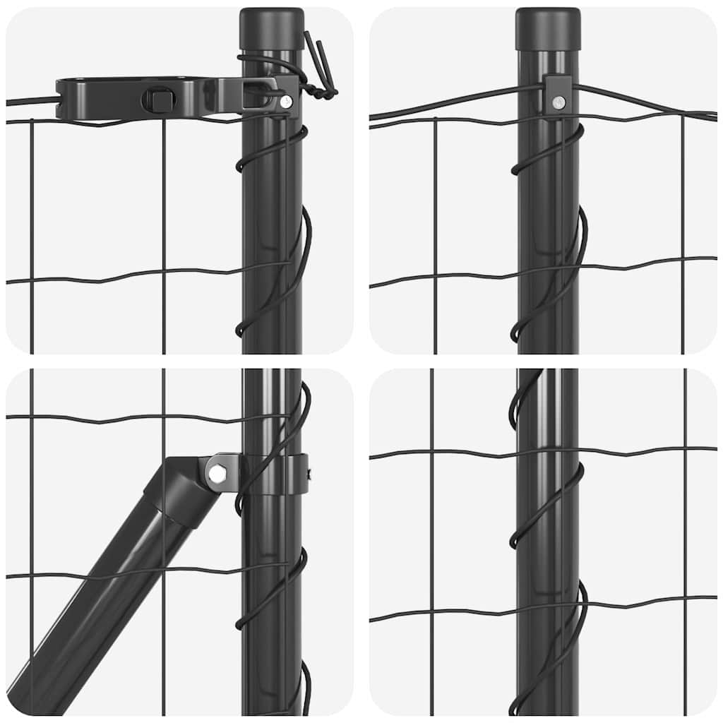 Ograda s postovima Siva 0,4 x 50 m Čelik i PVC