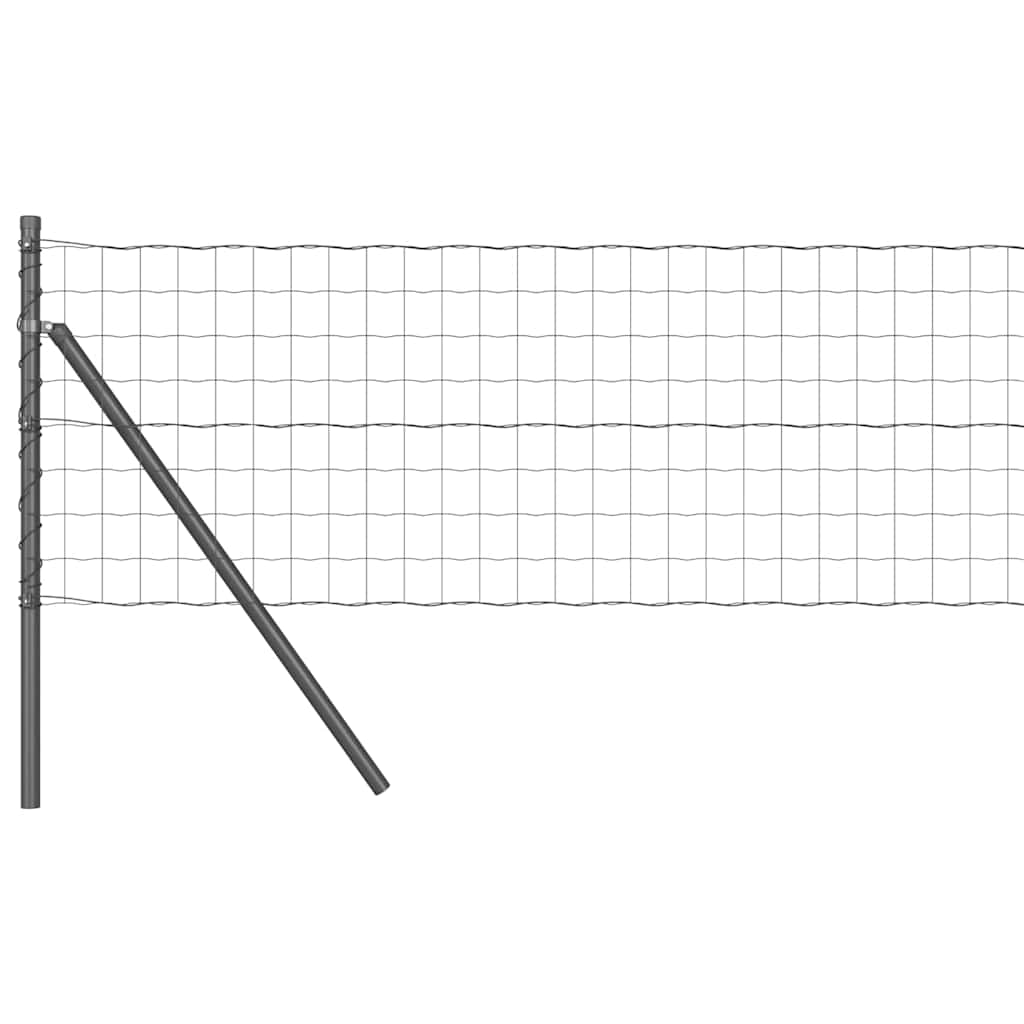 Ograda s postovima Siva 0,4 x 50 m Čelik i PVC