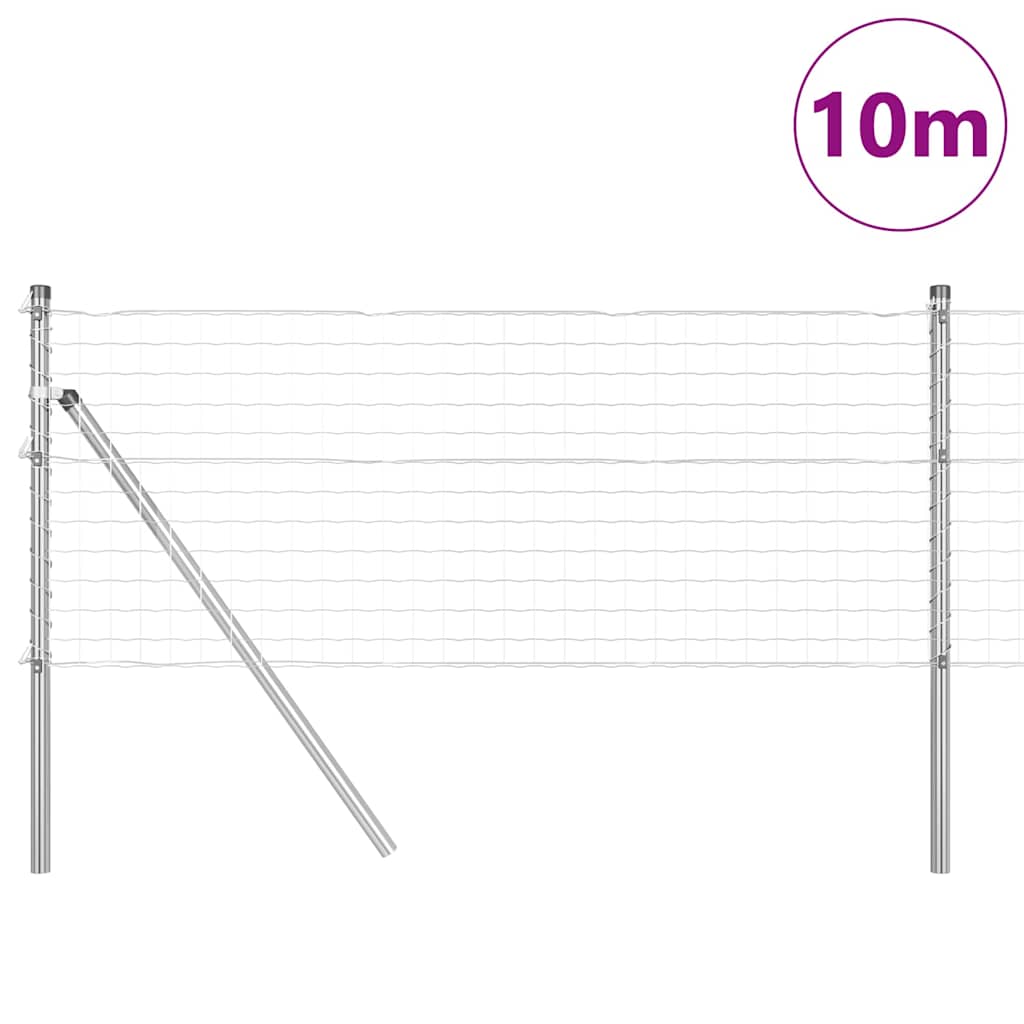 Ograda s postovima Srebrno 0,6 x 10 m Čelik i PVC