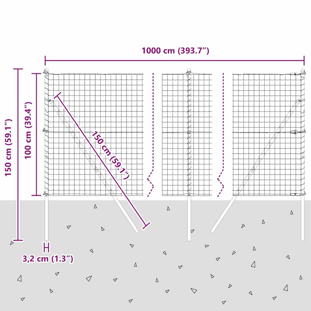 Ograda s postovima Srebrno 1 x 10 m Čelik i PVC