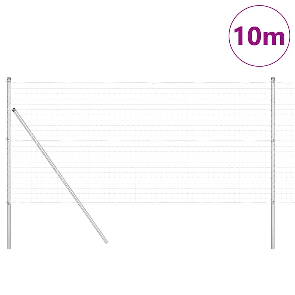 Ograda s postovima Srebrno 1,4 x 10 m Čelik i PVC