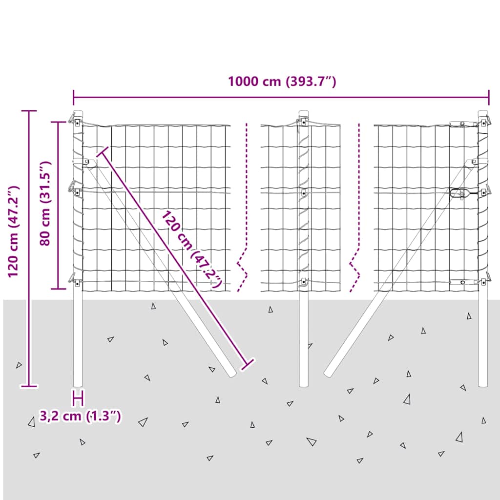 Ograda s postovima Srebrno 0,8 x 10 m Čelik i PVC