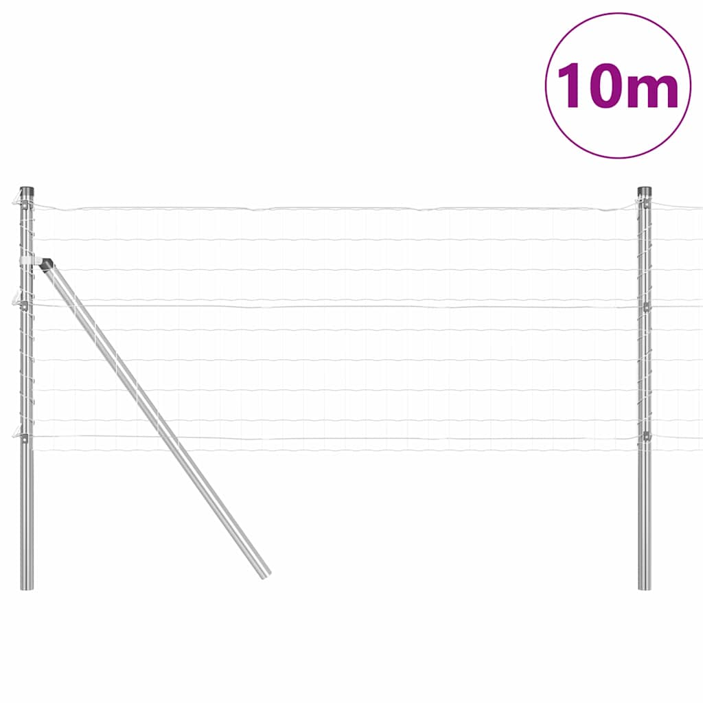 Ograda s postovima Srebrno 0,8 x 10 m Čelik i PVC
