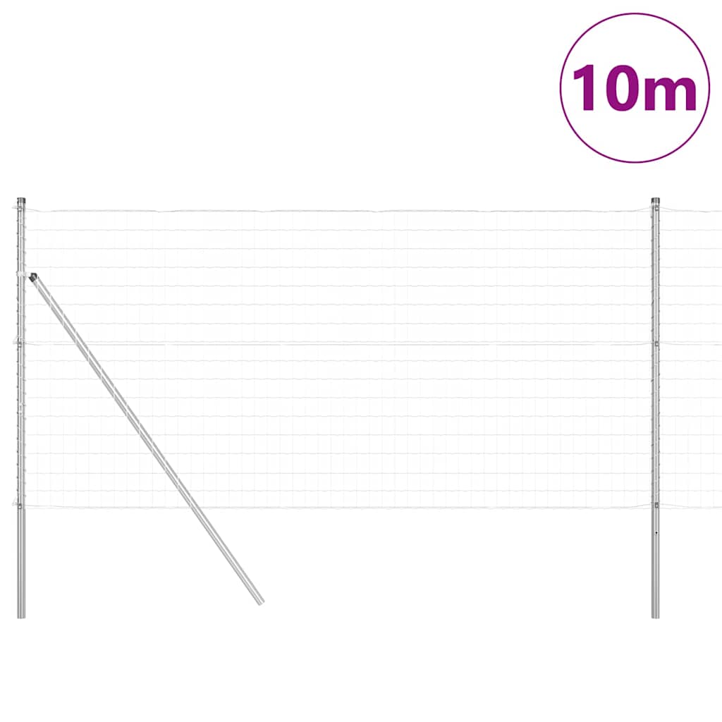 Ograda s postovima Srebrno 1,4 x 10 m Čelik i PVC