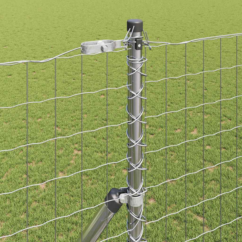 Ograda s postovima Srebrno 1,5 x 10 m Čelik i PVC