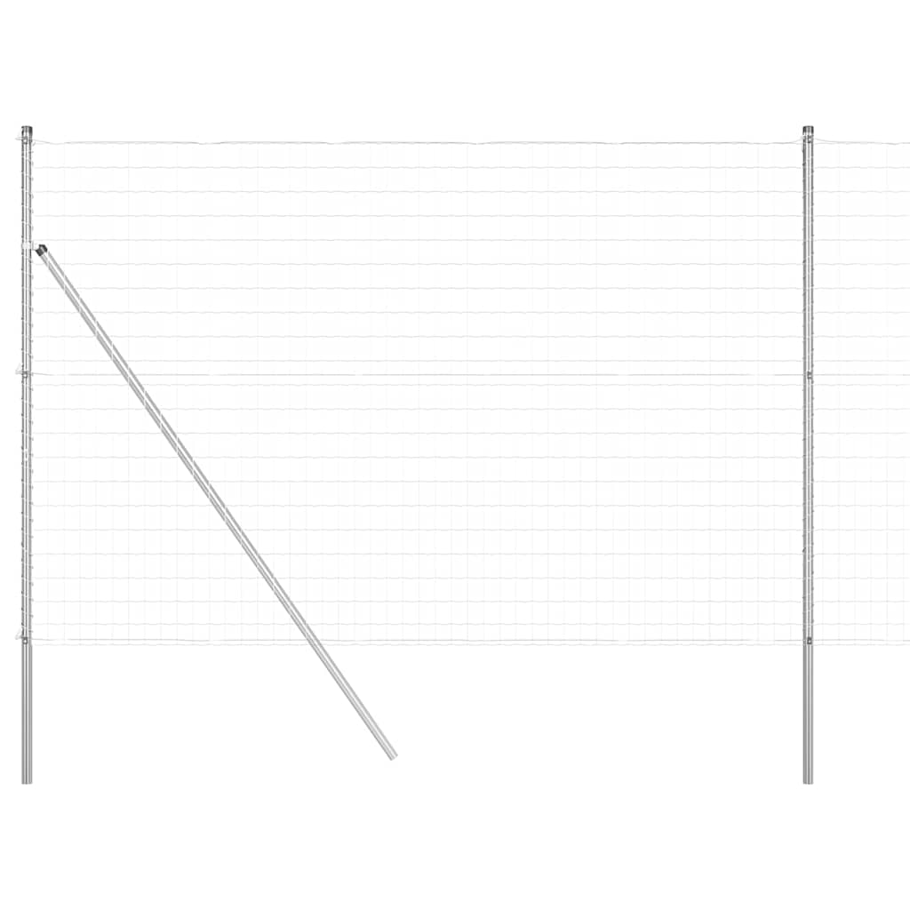 Ograda s postovima Srebrno 1,5 x 10 m Čelik i PVC