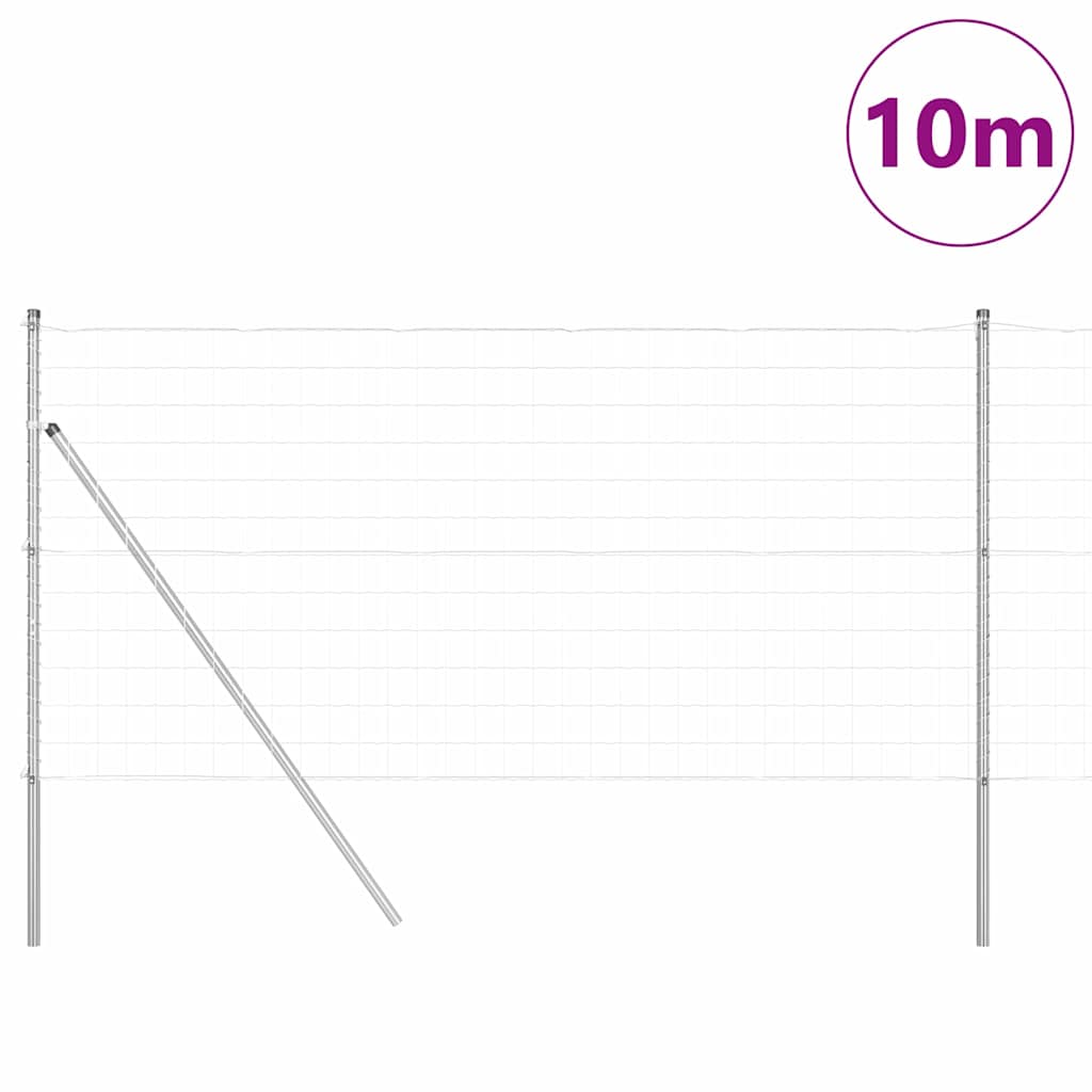 Ograda s postovima Srebrno 1 x 10 m Čelik i PVC