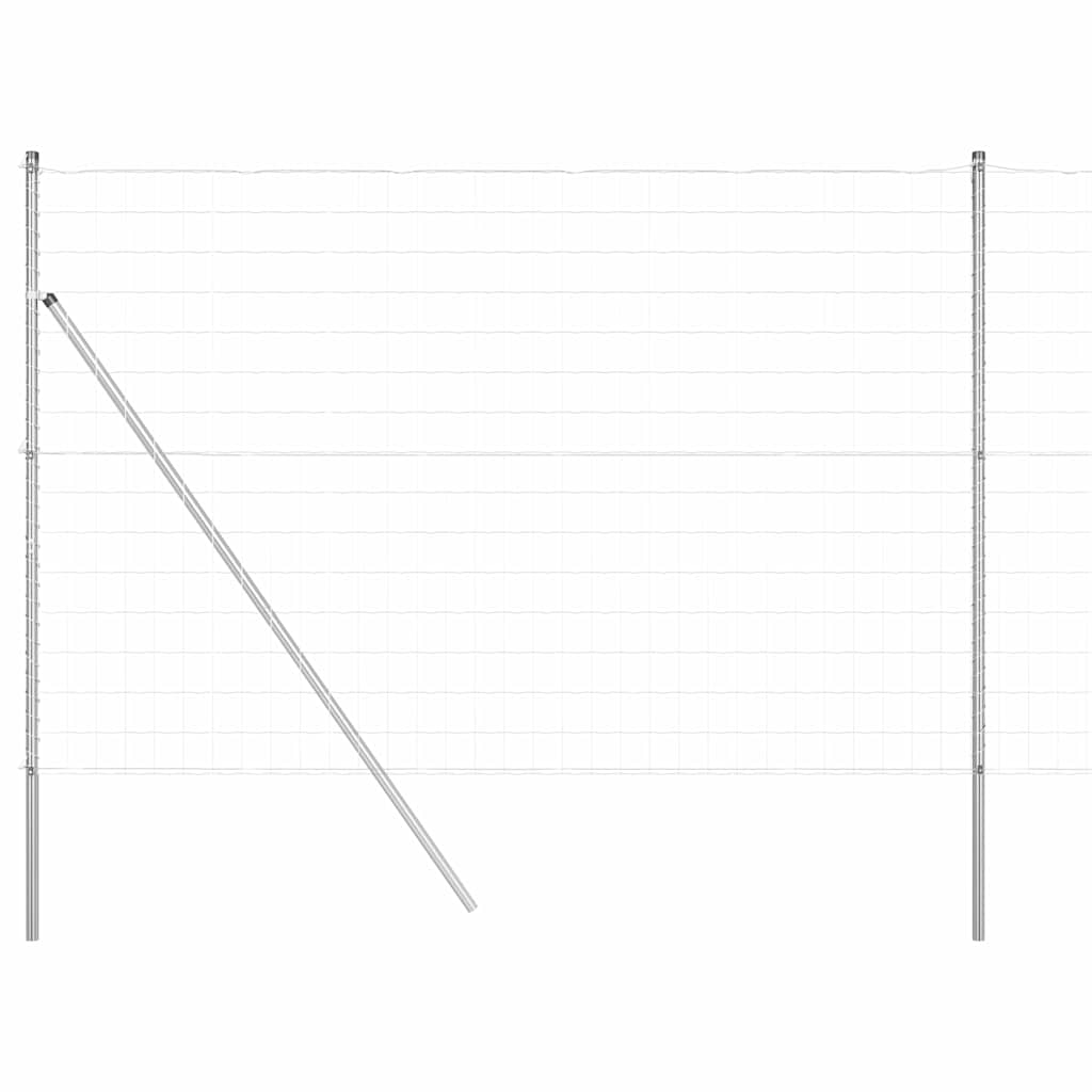 Ograda s postovima Srebrno 1,5 x 10 m Čelik i PVC