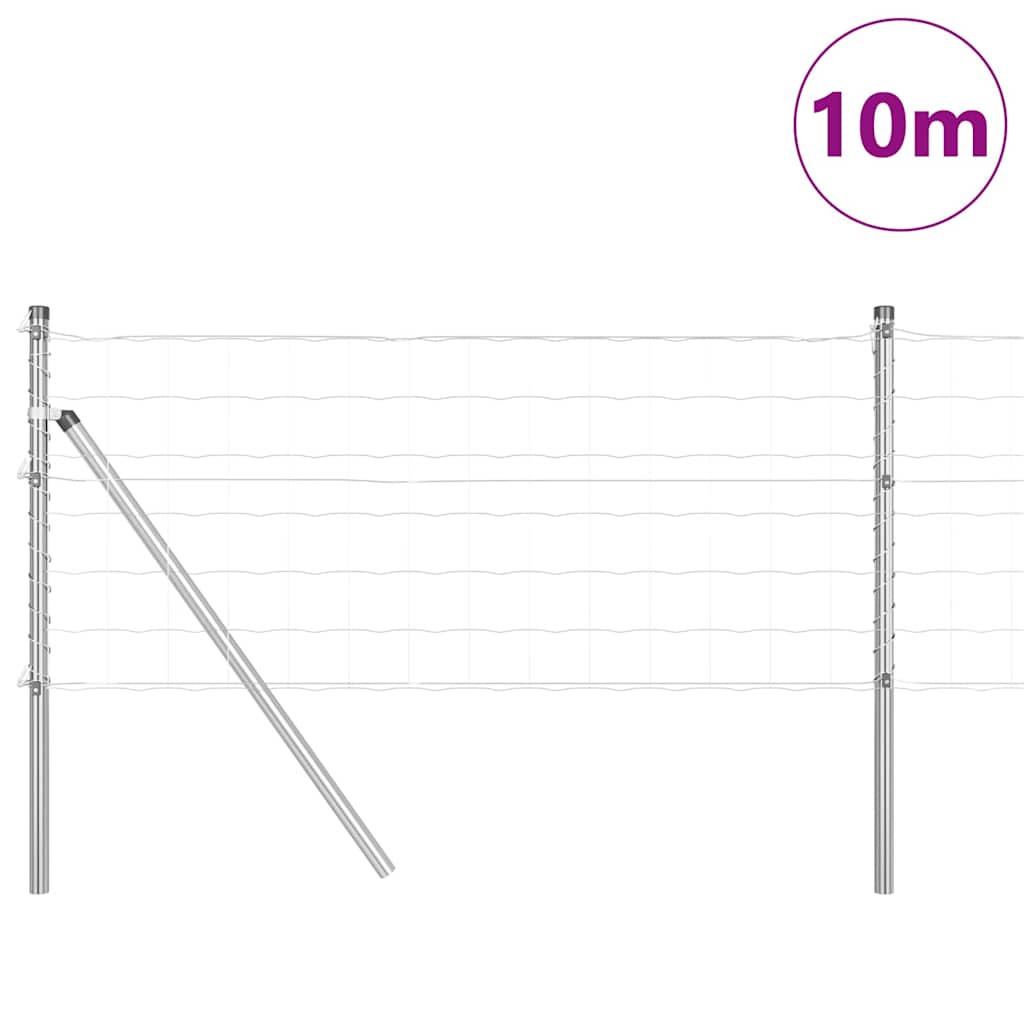 Ograda s postovima Srebrno 0,8 x 10 m Čelik i PVC