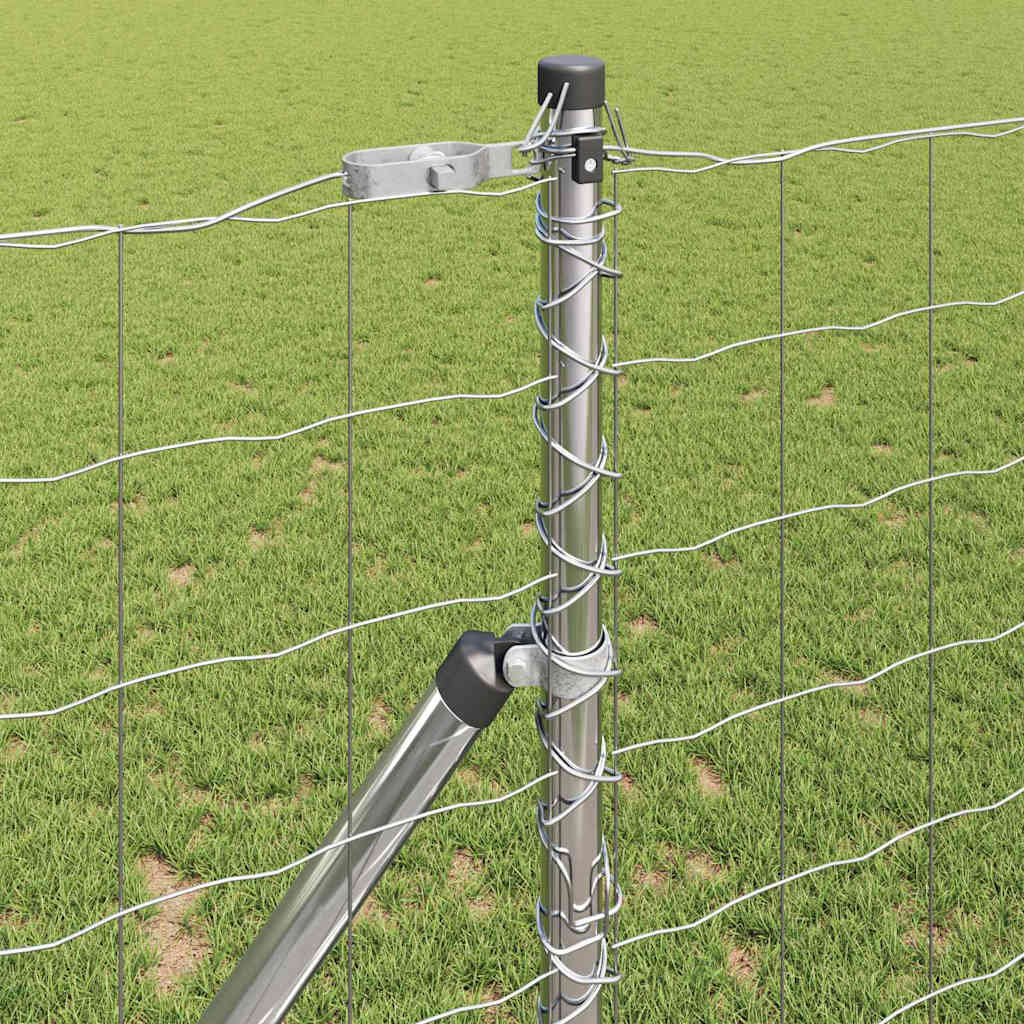 Ograda s postovima Srebrno 1 x 10 m Čelik i PVC